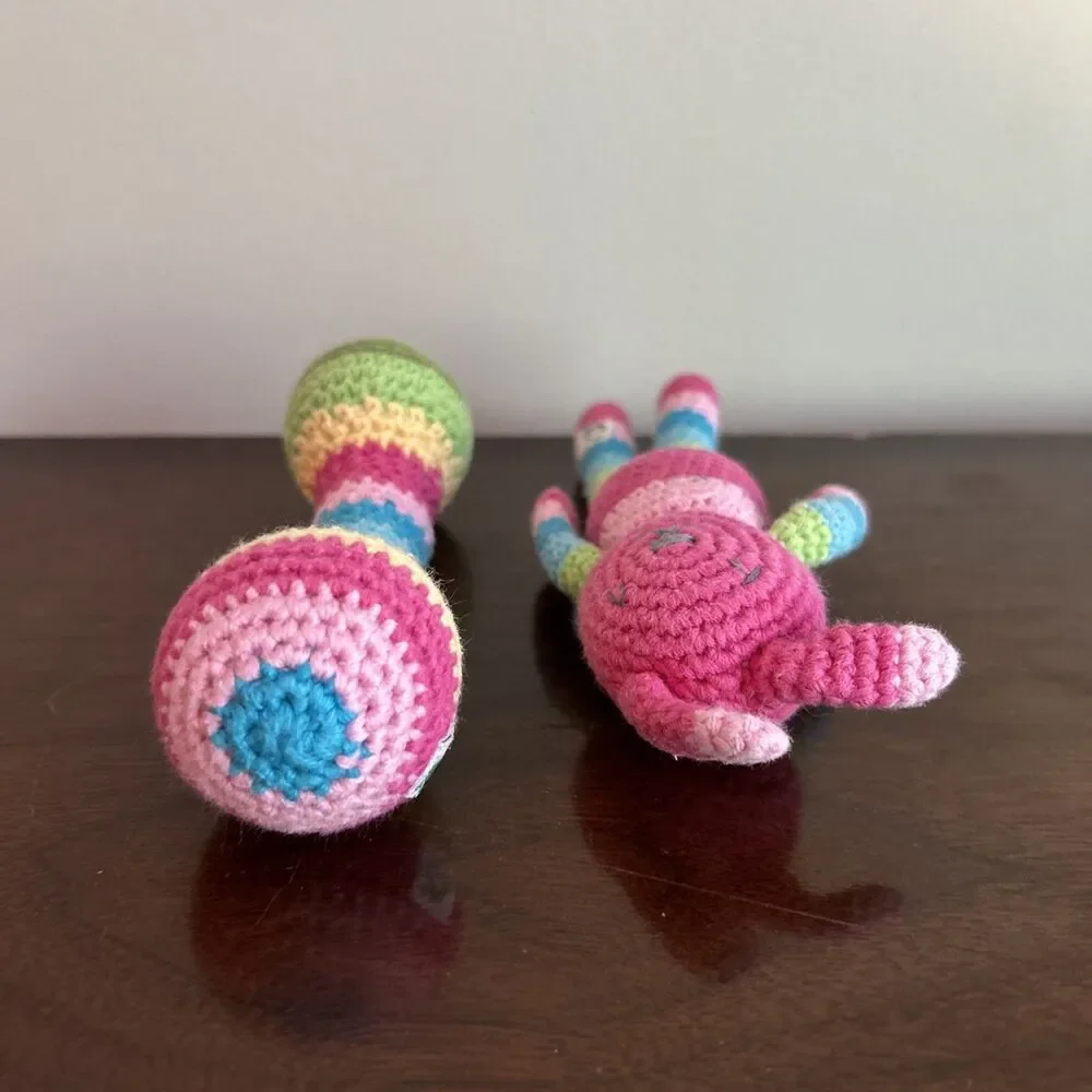 Lot of 2 Green Sprouts Organic Cotton Animal Friend Rattle Bunny